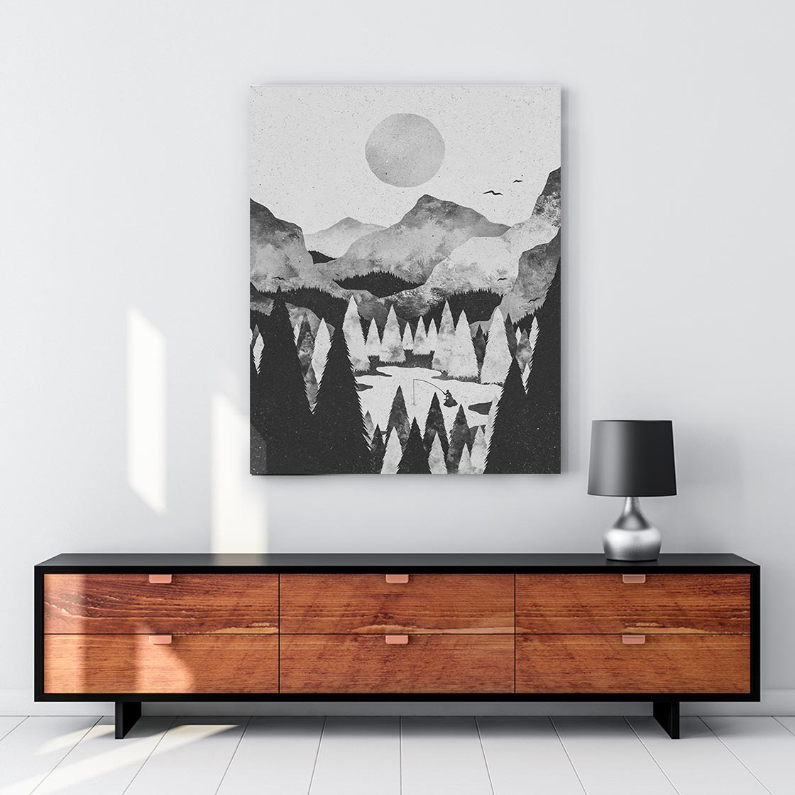 Forest Fishing - Abstract Mountain Wall Art