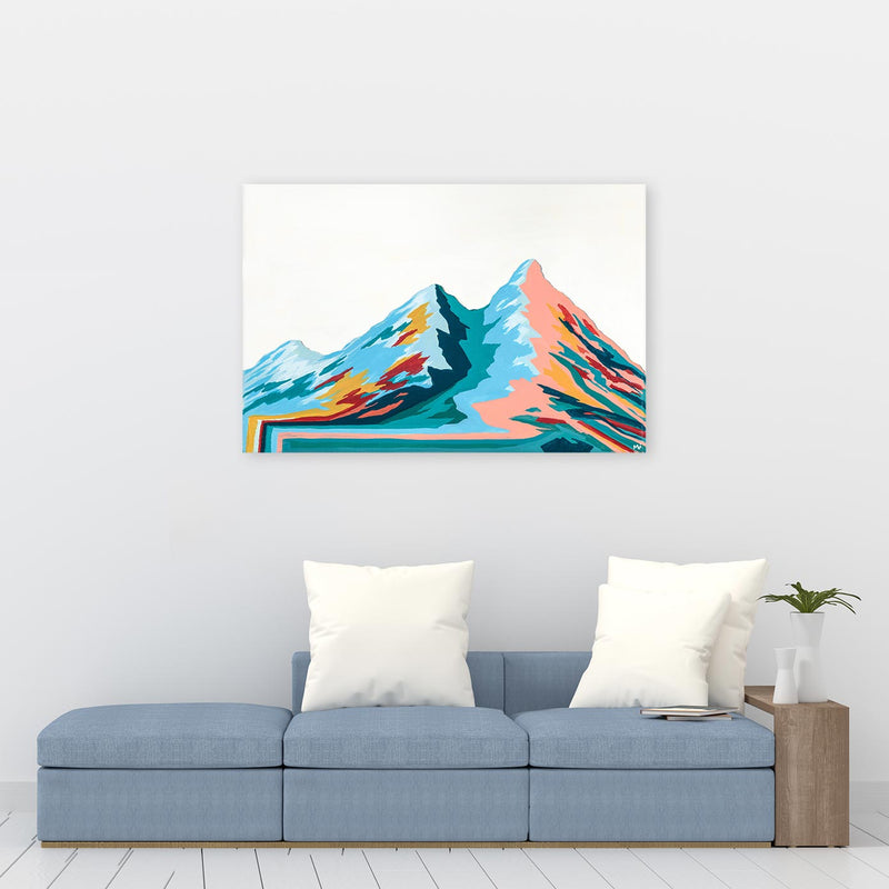 Pink Meets Blue - Abstract Mountain Wall Art | Art Bloom Canvas Prints